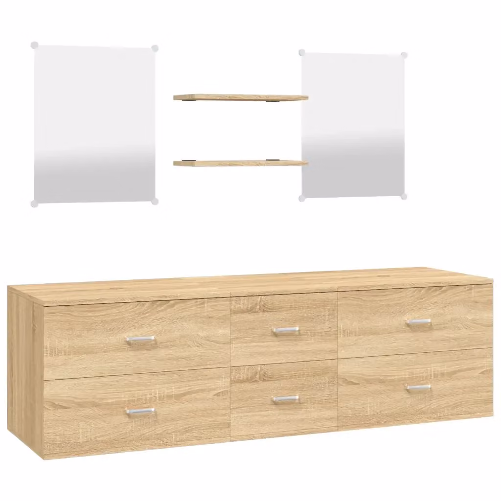 Set Mobili da Bagno Moderno vidaXL in Legno Rovere Marrone con Mobile Lavabo e Pensile – 2