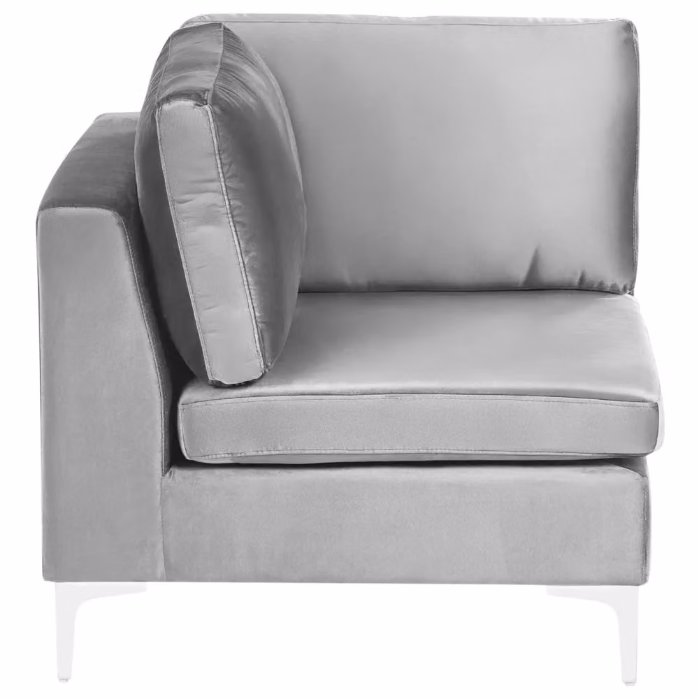 Divano ad angolo singolo in velluto grigio con gambe in metallo argento stile glamour BELIANI – 2