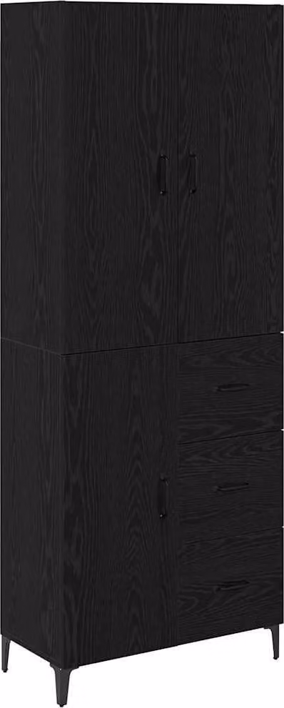 Credenza Rovere Nero 69,5 x 34 x 180 cm Legno multistrato
