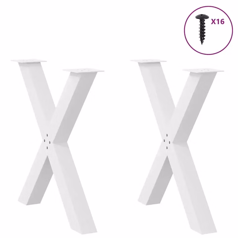 Coppia di gambe per tavolo da pranzo a forma di X vidaXL in metallo bianco opaco H: 72-73 cm, L: 80 cm