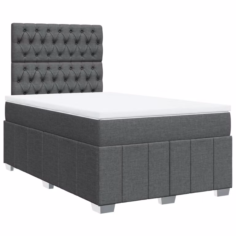 SYFAX™ Giroletto a Molle con Materasso Grigio Scuro 120x190cm Tessuto