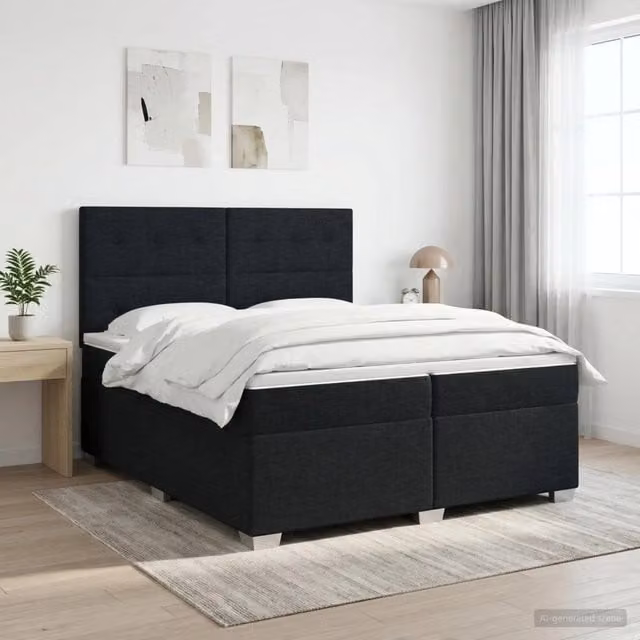Letto box spring con materasso ibrido vidaXL Nero L/P/H: 200 x 200 x 140 cm