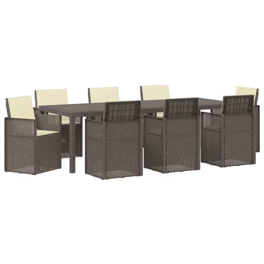 Set da pranzo per giardino e terrazzo vidaXL da 9 pezzi in plastica grigio e beige – 2