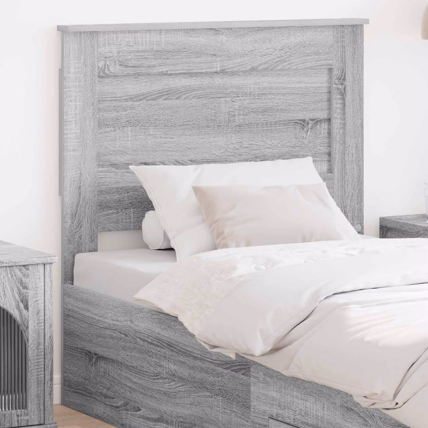 Testiera per letto moderna vidaXL in legno ingegnerizzato, colore grigio Sonoma