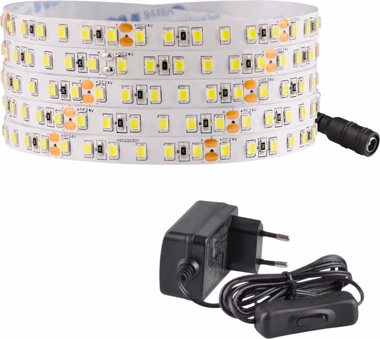 Set LED a nastro 24 V, 5 m, IP20, 6500 K, alimentatore, interruttore ON/OFF 319234 Polux