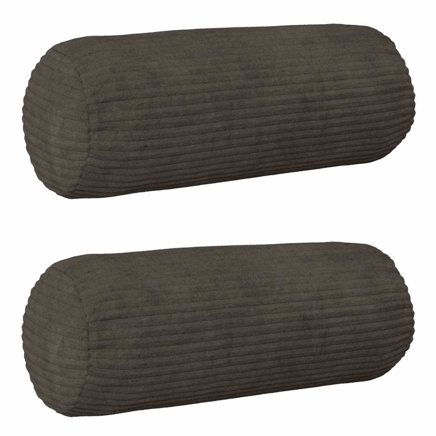 Set di 2 federe vidaXL HEERLEN in velluto a coste color antracite, forma ovale, Ø 15 x 40 cm