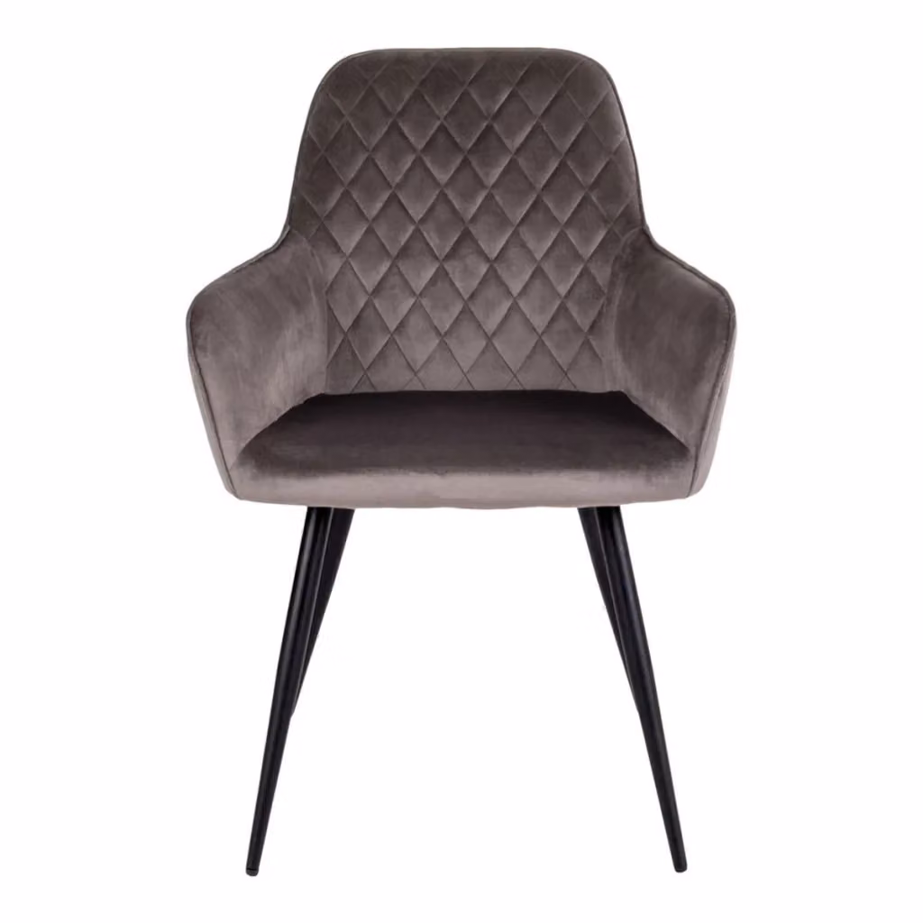 Set di 2 sedie da pranzo Harbo in velluto color mushroom con gambe in metallo nero – 2