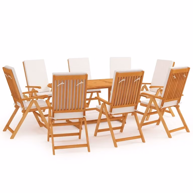 Maison Exclusive - Set da pranzo da giardino da 9 pezzi con cuscini, in teak massiccio