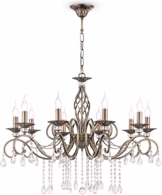 Lampadario a sospensione Royal Classic GIORDANOSHOP in metallo e cristallo, colore oro e bianco, H: 124 cm, L: 60 cm, P: 60 cm