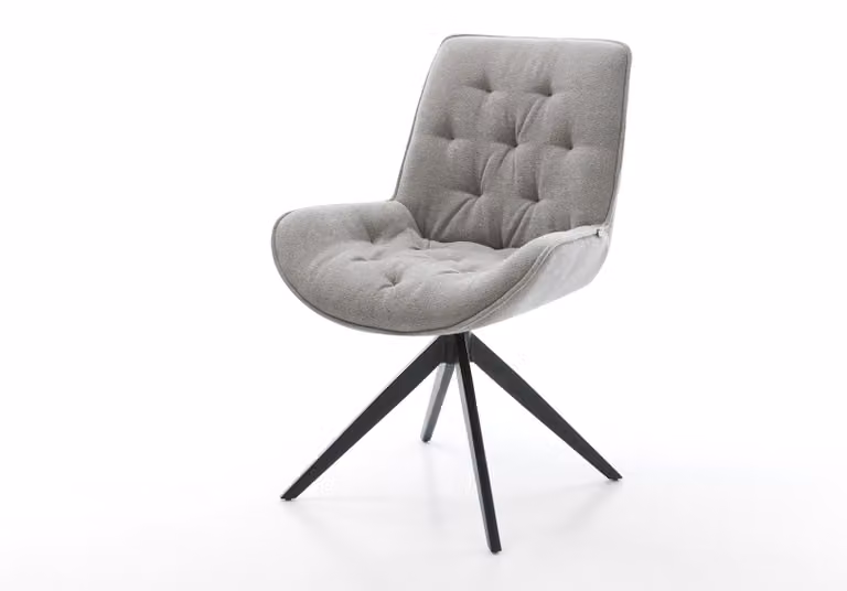 DELIFE sedia girevole Taimi-Flex tessuto strutturato grigio morbido telaio trasversale nero largo Funzione dondolo ruotabile a 360°
