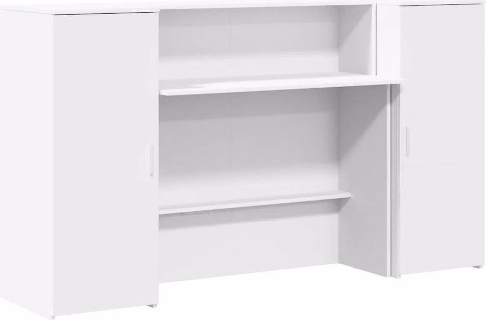 Scrivania per Reception Bianca 180x50x103,5 cm in Legno Massello