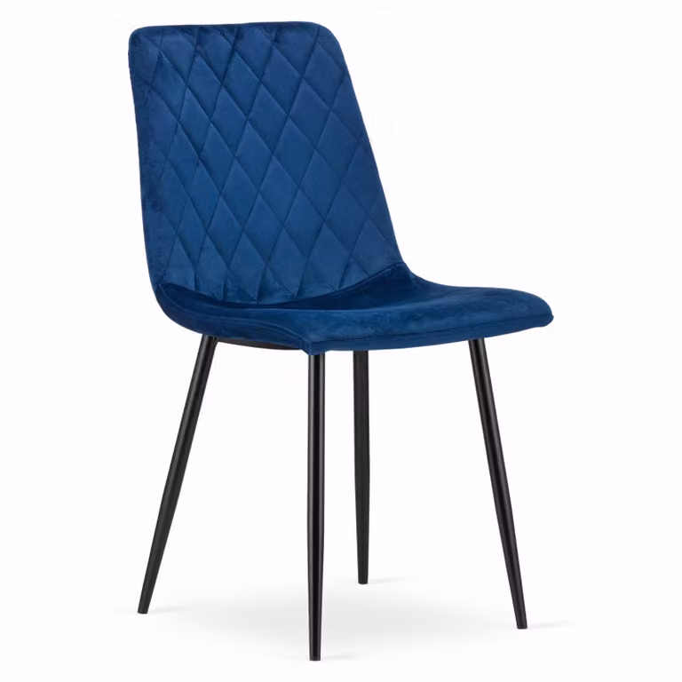 Sedia da sala da pranzo, sedia da soggiorno, sedia con seduta in velluto e gambe in metallo nero, per soggiorno, ufficio, camera da letto o sala da pranzo, blu, 1 sedia