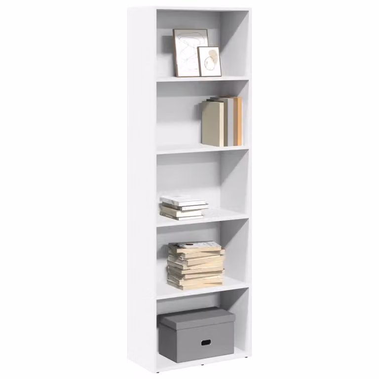 Libreria bianca vidaXL in legno e MDF con pannello posteriore, design minimalista, L 60 cm x P 30 cm x H 189 cm