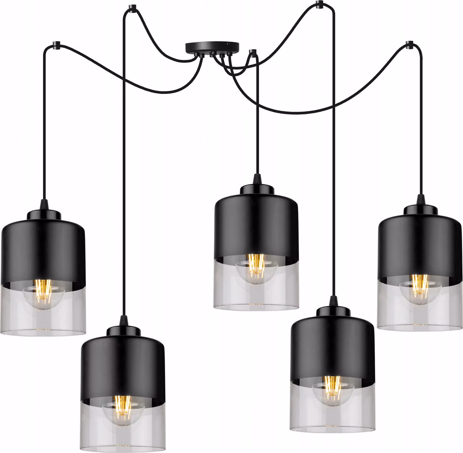 Roma Spider - lampada a sospensione a forma di ragno - lampada da soffitto - lampada a ragno con 5 teste - lampada a sospensione in metallo e vetro - E31