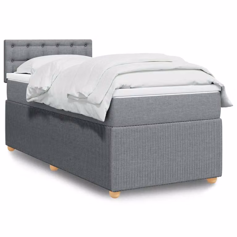 vidaXL Giroletto a Molle con Materasso Ibrido in Tessuto Grigio e Bianco L/P/H: 90 x 190 x 100,5 cm