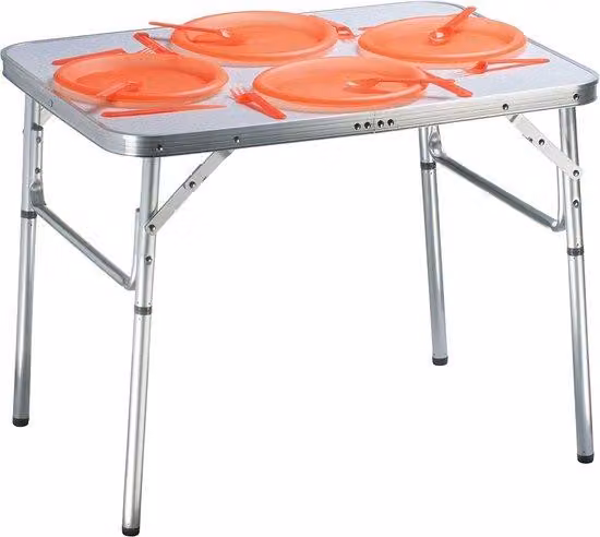 Vassoio da campeggio pieghevole in alluminio argentato 75x55 cm