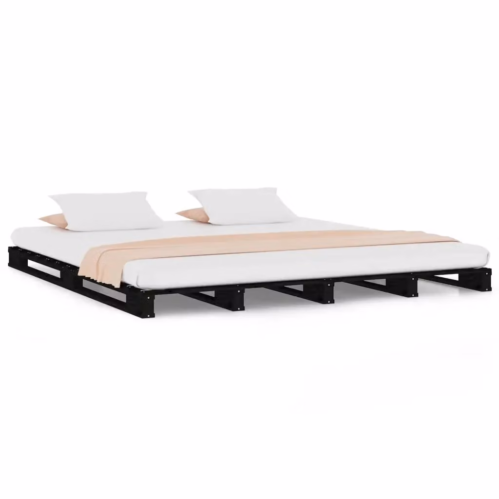 Letto a pallet vidaXL in legno di pino nero L 120 cm x P 190 cm – 2