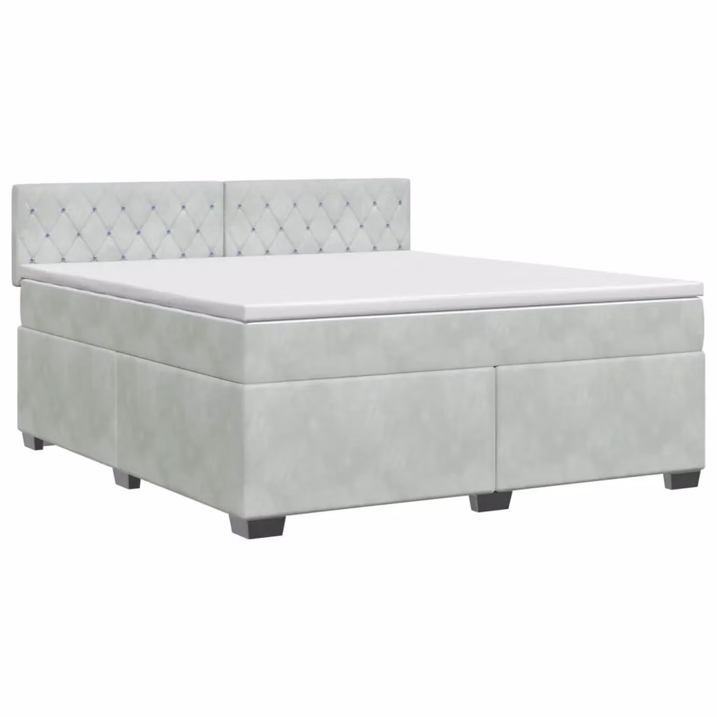 Letto box spring con materasso vidaXL in tessuto grigio chiaro e bianco, con base a sollevamento, L/P: 140 x 200 cm – 2