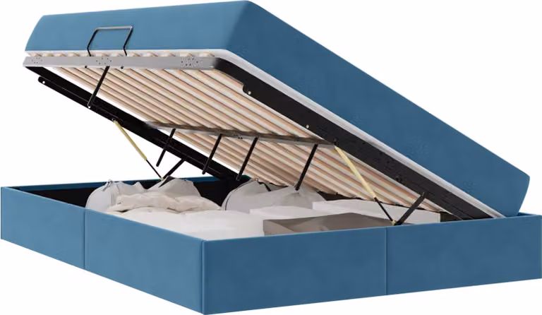 Letto con contenitore e materasso Blu Scuro 140 x 200 cm