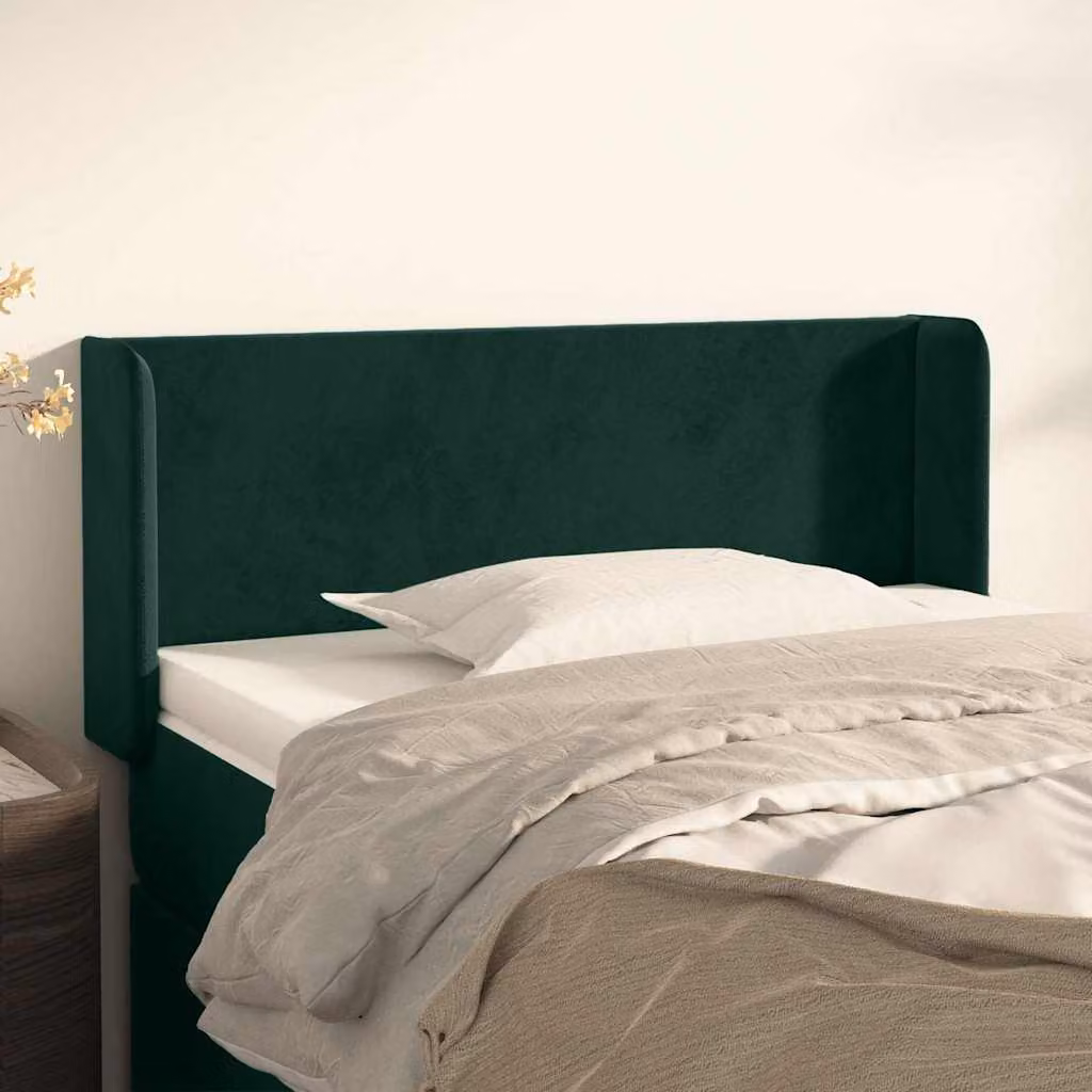 Testiera ad orecchio vidaXL in velluto verde scuro, L: 103 cm, P: 16 cm, H: 78-88 cm
