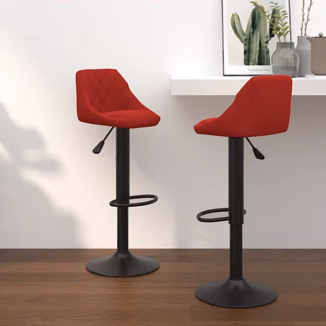Set di 2 sgabelli da bar vidaXL in velluto rosso con base girevole a 360 gradi