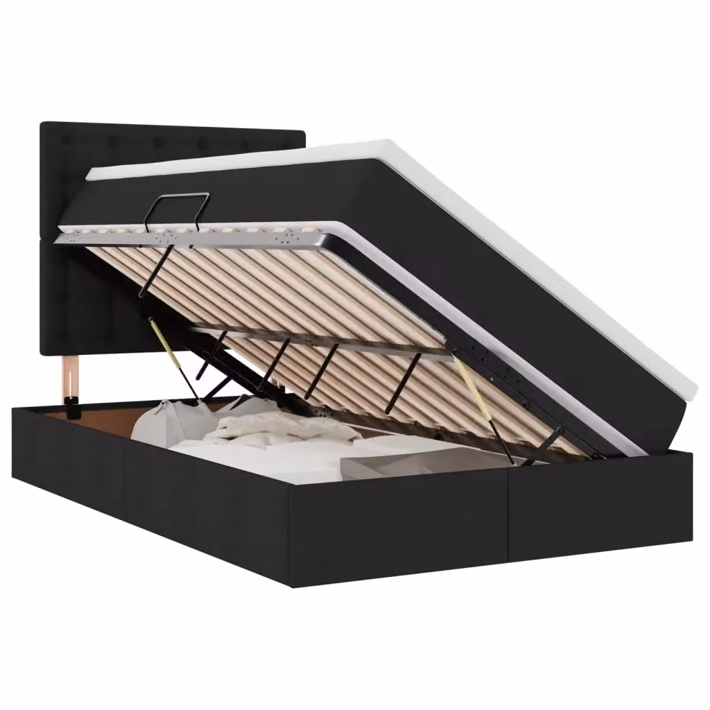 vidaXL Letto con contenitore e materasso Nero L/P/H: 120 x 200 x 28 cm – 2