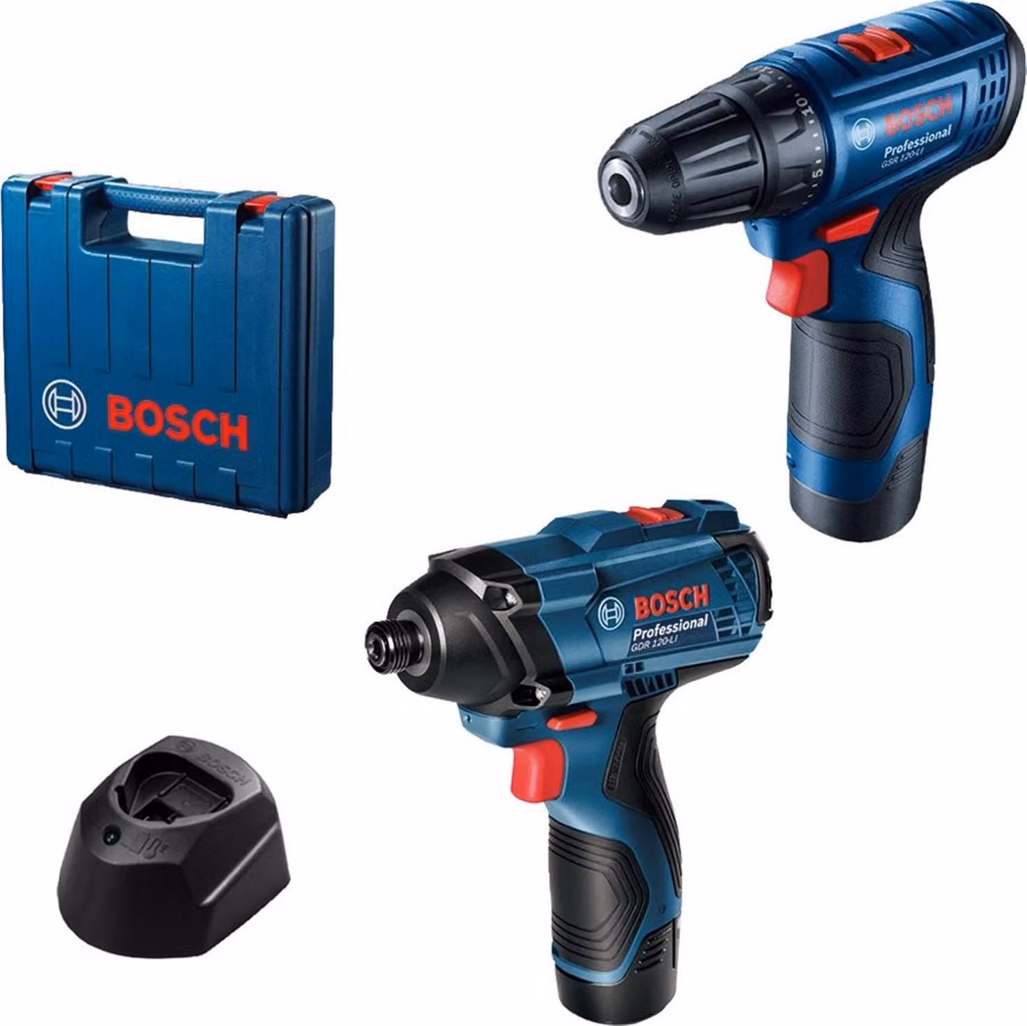 BOSCH Professional SET GSR 120 GDR 120 (2 batterie da 2,0 Ah GAL 12V-20, valigetta), 0.601.9G8.023