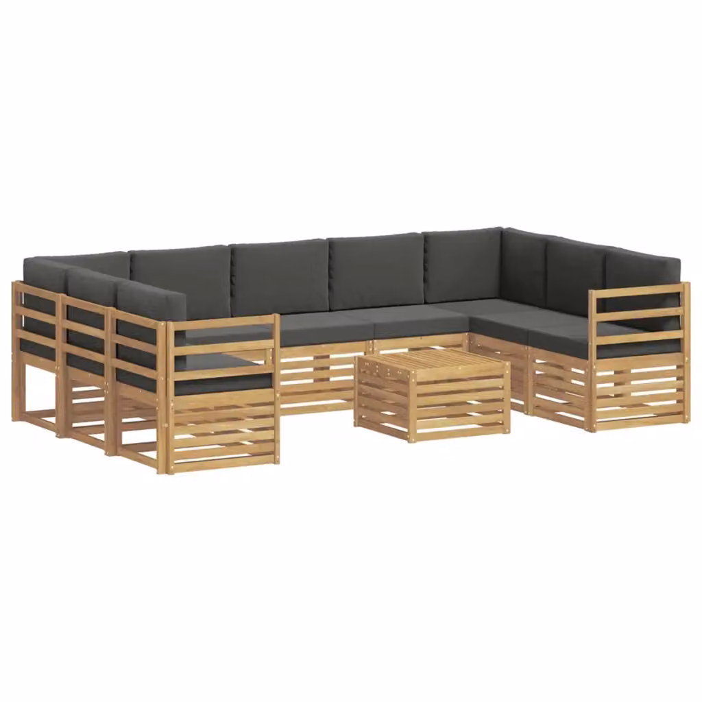 Set di divani da esterno vidaXL in legno di acacia con cuscini, Bianco e Antracite – 2