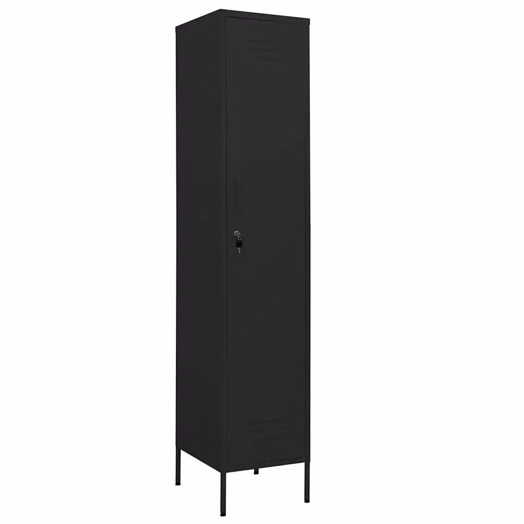 Armadio moderno vidaXL in metallo nero opaco con ante a battente e serratura, L: 35 cm, P: 46 cm, H: 180 cm – 2