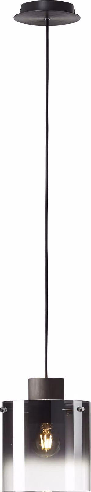 BRILLIANT Lampada Beth Lampada a sospensione 20cm caffè/vetro fumé | 1x A60, E27, 60W, g.f. Lampade standard n. ent. | Altezza regolabile / cavo accorciabile | Adatto per lampade LED