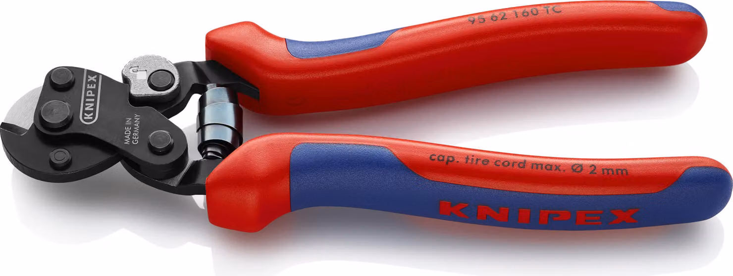 KNIPEX 95 62 160 TC Taglierina per funi metalliche con impugnatura multicomponente brunita 160 mm