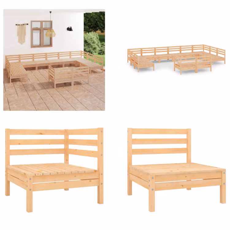 vidaXL 12 pezzi set salotto da giardino pino massiccio - Set di mobili da giardino - Set di mobili da giardino - Set di mobili da giardino - Set di mobili da giardino