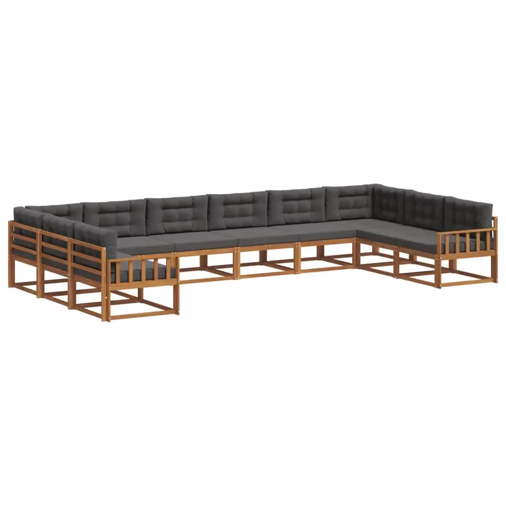 Set di divani da esterno vidaXL a forma di U in legno di acacia con cuscini, beige e antracite – 2