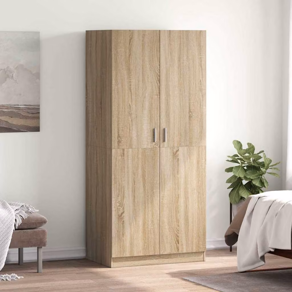 Armadio moderno vidaXL in legno MDF color rovere con ante a battente, L: 80 cm, P: 52 cm, H: 180 cm – 1