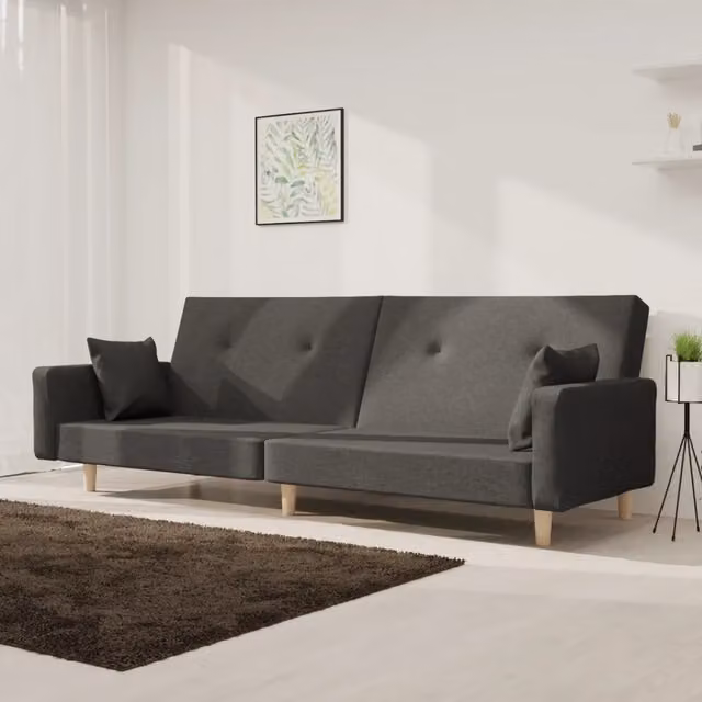 Divano Letto a 2 Posti con 2 Cuscini-Sofa Letto 2 Posti-Daybed Grigio Scuro in Tessuto 868561