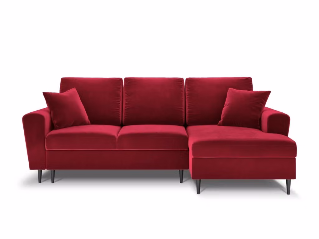 Divano angolare convertibile Kyoto Cosmopolitan Design con contenitore, 4 posti, velluto rosso, L/P/H: 241 x 114,6 x 88 cm – 2