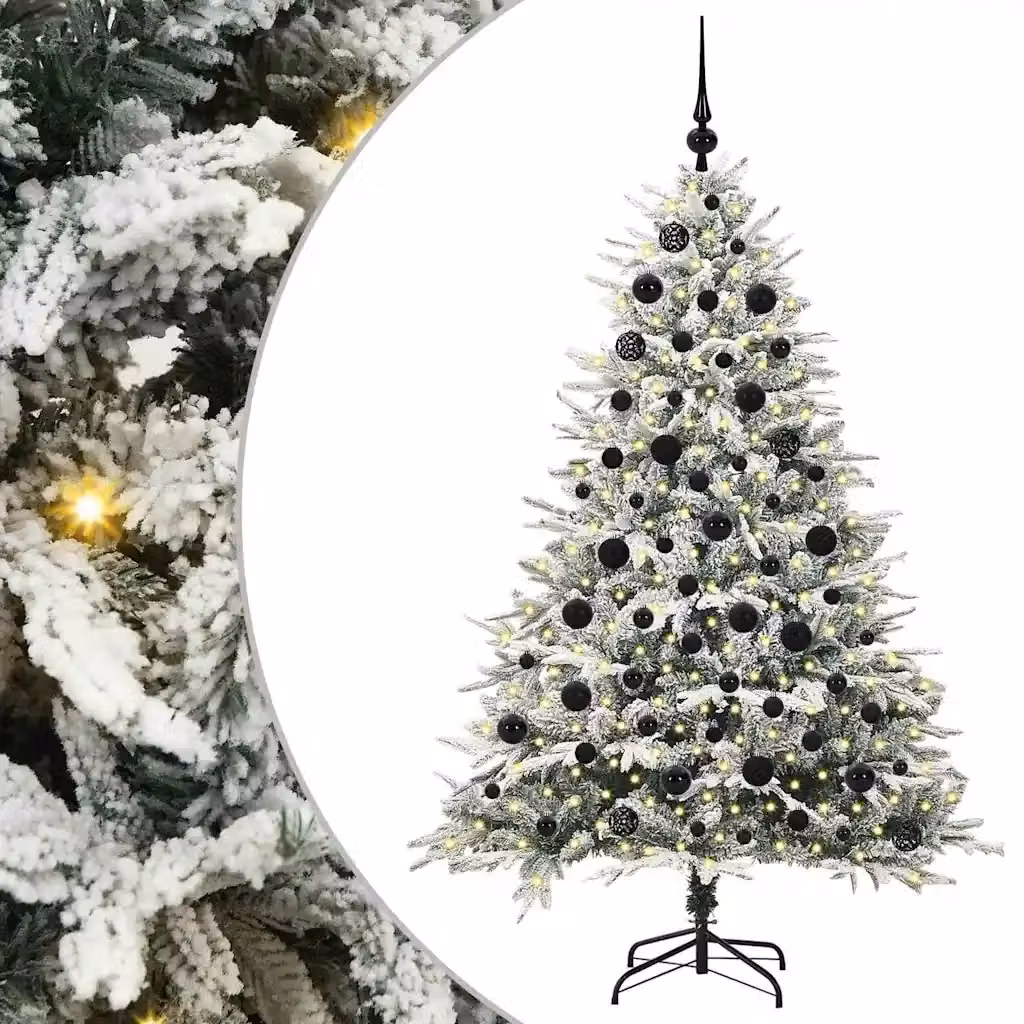 Albero di Natale Artificiale Pre-illuminato con LED Warm White e Set di Palline Verde vidaXL – 2