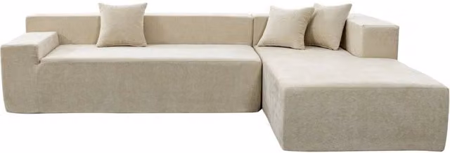 Divano angolare in tessuto testurizzato "Tessaro" - 4 posti - Beige