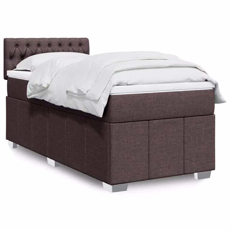 vidaXL Giroletto a Molle Ibrido con Materasso in Tessuto Marrone e Bianco L/P: 100 x 200 cm