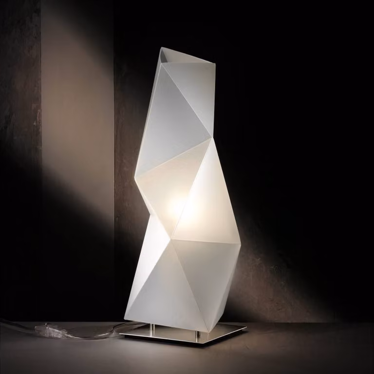 Slamp Lampada da tavolo di design DIAMOND, Bianco / Opale, Soggiorno / Sala da pranzo, Plastica, Design, Lampada da tavolo