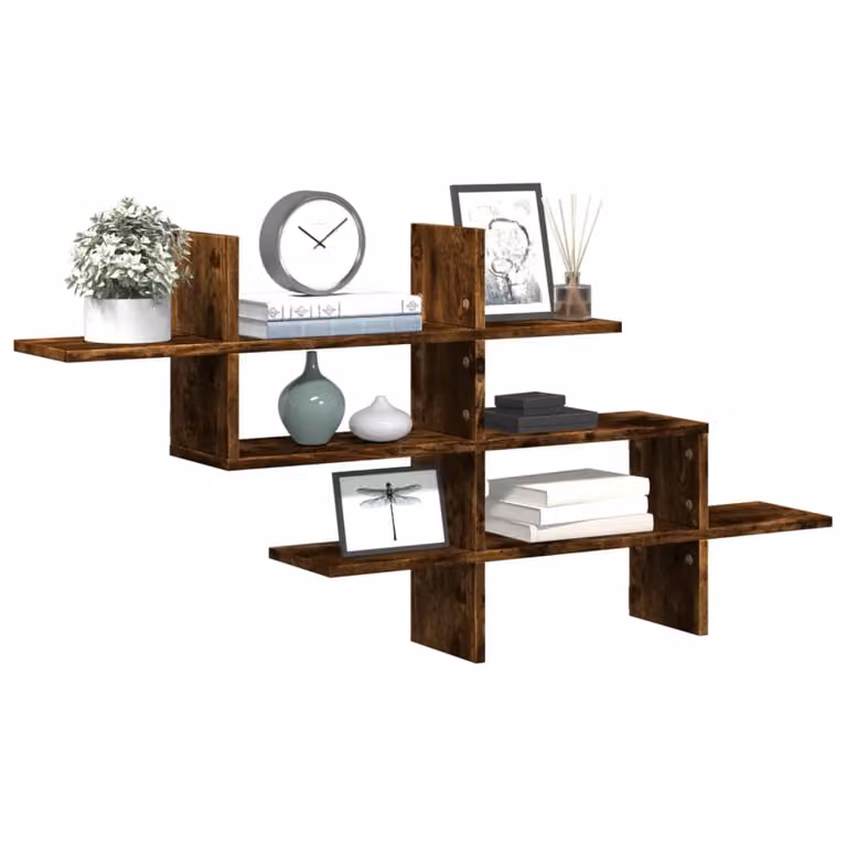 vidaXL Mensola a Muro Moderna in MDF Rovere Fumo Marrone L: 124,5 cm, P: 18 cm, H: 60,5 cm
