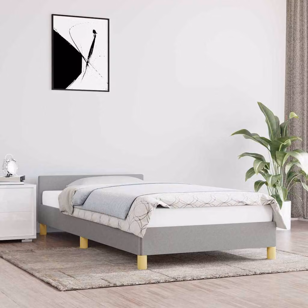 vidaXL Giroletto senza Materasso in Tessuto Grigio Chiaro L/P/H: 90 x 190 cm