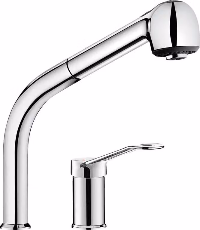Delabie SPT-EHM EP con doccia estraibile su colonna H195 mm, maniglia ad arco