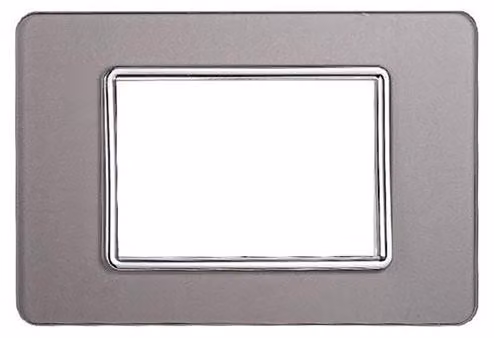 Placca compatibile Vimar Plana 3 moduli vetro colore argento Ettroit EV84306