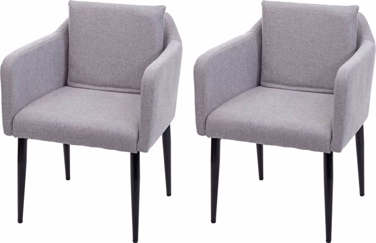 set di 2 sedie per sala da pranzo HWC-H93, sedia da cucina poltrona sedia ~ tessuto/tessuto grigio chiaro