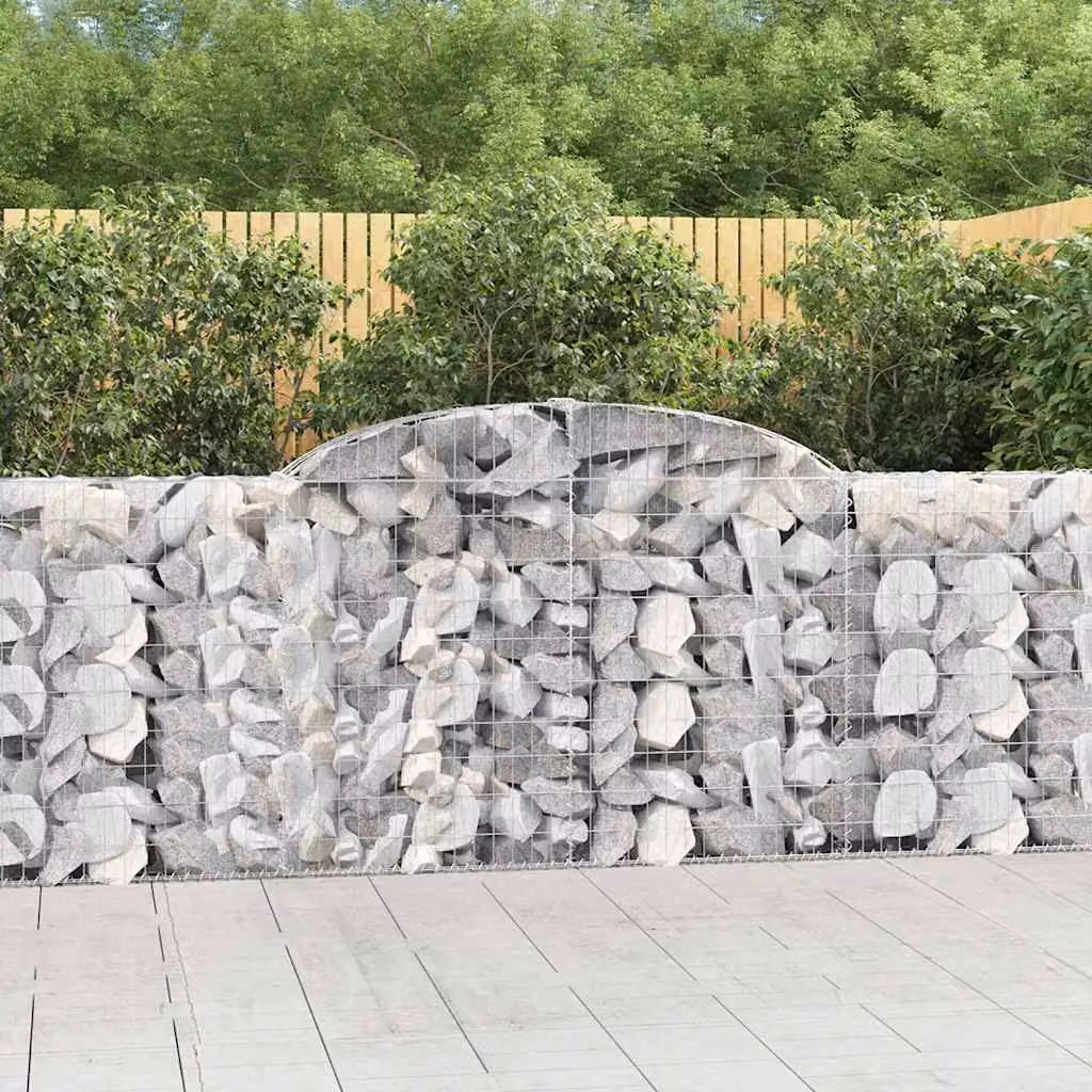 Set di 5 Cesti Gabbioni ad Arco vidaXL in Acciaio Zincato Grigio L: 300 cm, P: 30 cm, H: 100/120 cm