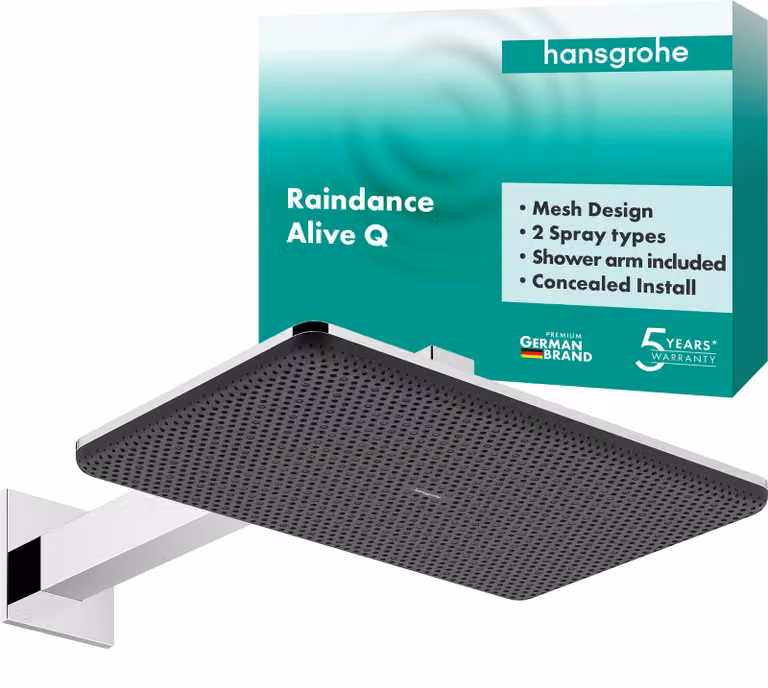 Doccia a soffitto, dimensioni 210x340 mm, 2 getti, cromata, da montare a parete