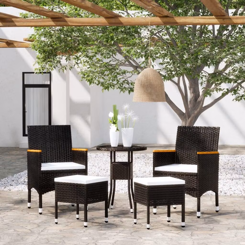Maison Exclusive - Set da giardino da 5 pezzi in rattan sintetico nero