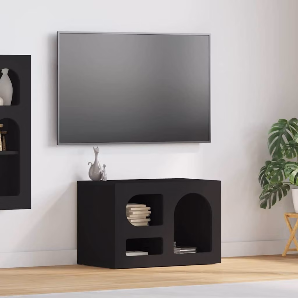 Mobile TV vidaXL moderno in legno ingegnerizzato nero L: 60 cm, P: 35 cm, H: 40 cm