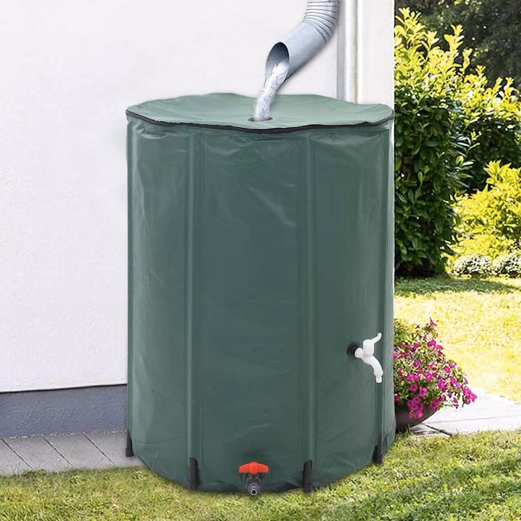 vidaXL Serbatoio per Acqua Piovana Pieghevole in PVC Verde con Filtro da 750 l – 1